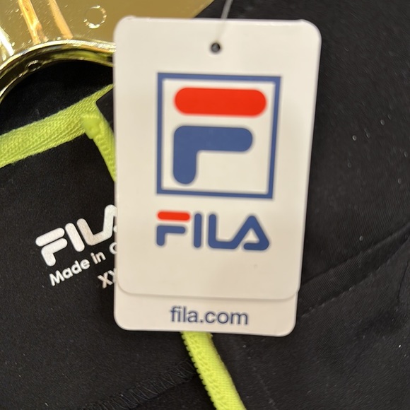 NWT💙FILA MENS BLACK ZIP UP PERFORMANCE JACKET WITH BRIGHT GREEN TRIM SIZE XXL - Picture 9 of 11